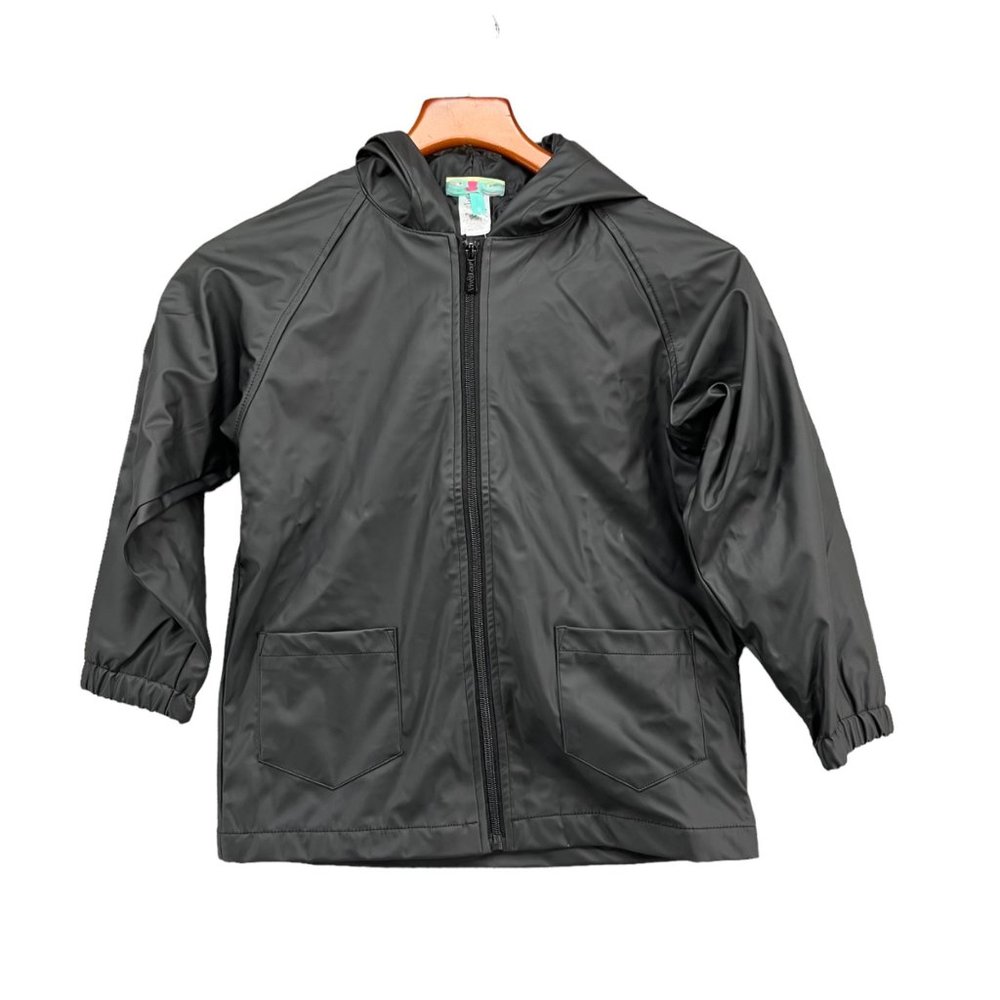 Viv & Lou Rain Coat Girls Black Polyurethane Casual Zip Up Size S